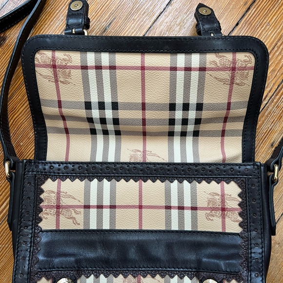 Burberry Doyle Brogues Bag Haymarket Coated Canvas with Leather Small - Picture 3 of 9